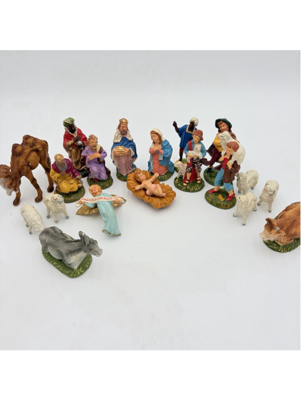 Vintage Italian PRESEPIO Nativity Set 20 Pc MDP 10cm Original Box Italy